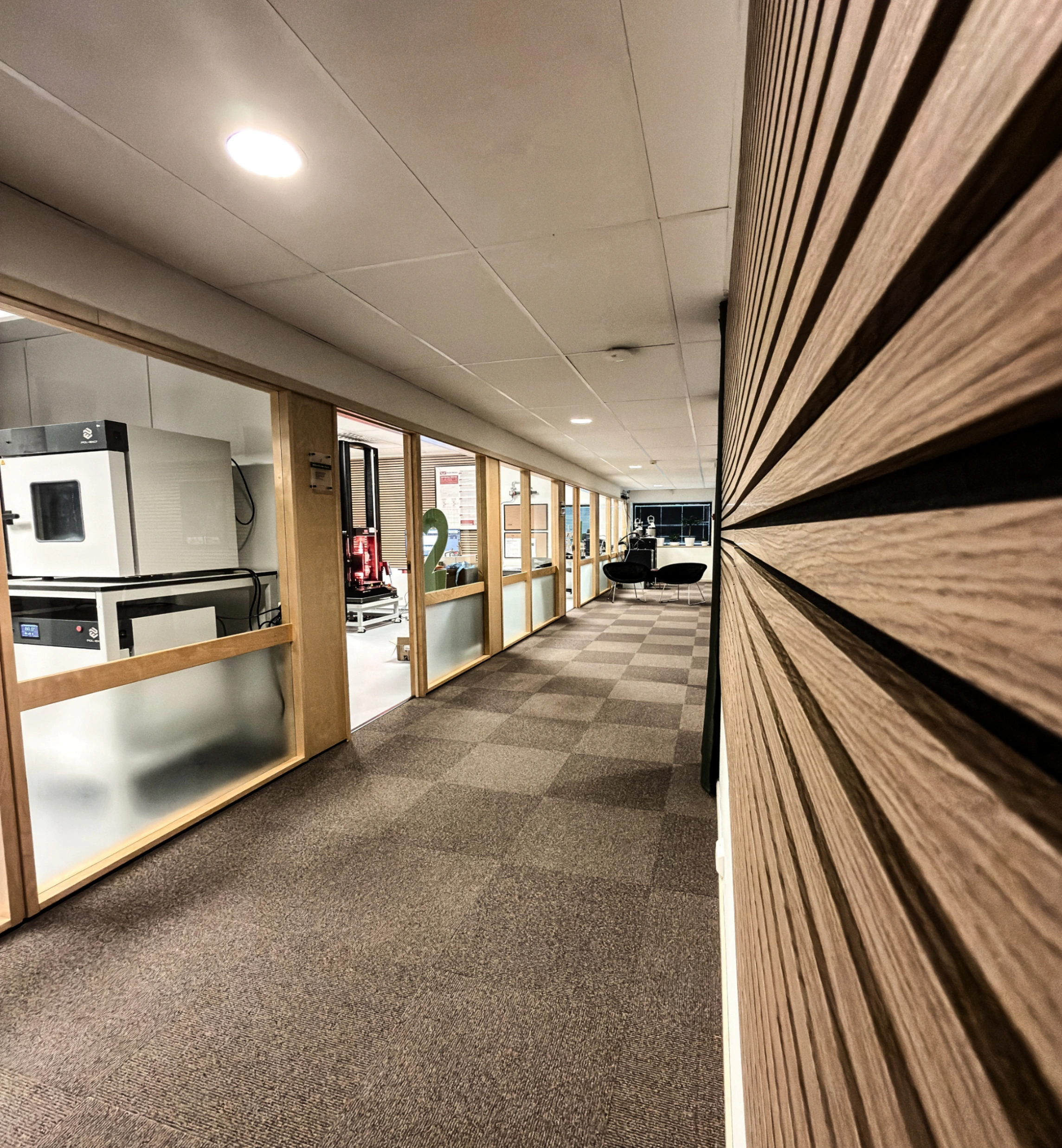 Laboratory corridor with aging oven room