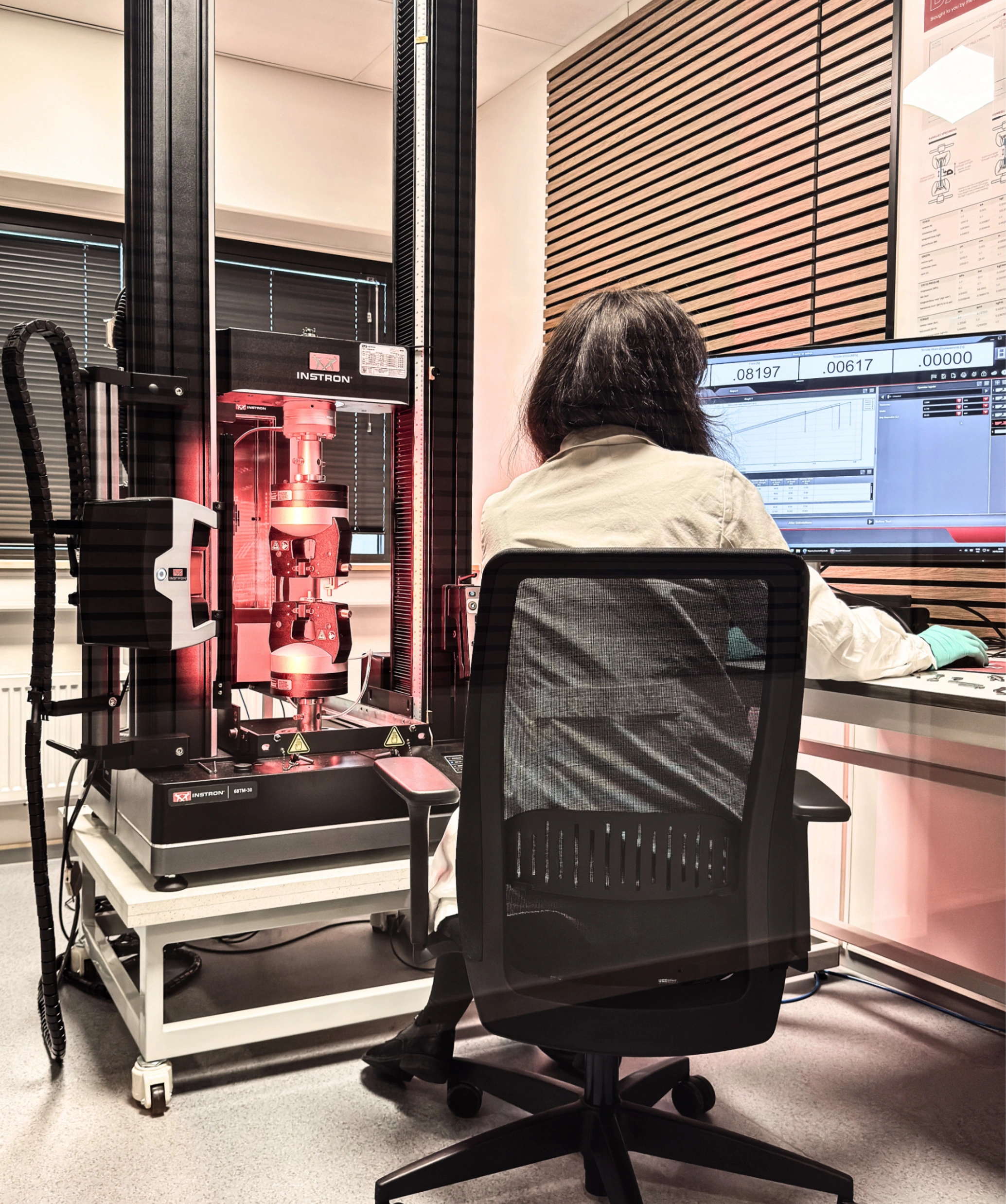 Instron universal mechanical tester in operation